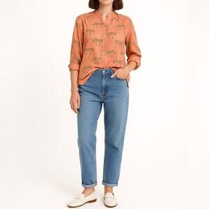 I AM Sheer Zebra Print Blouse | Size M | Peach Pink | Casual Retro Whimsy